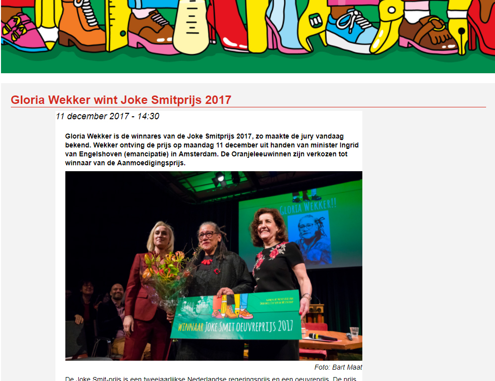 Complotgekkie Gloria Wekker wint Nederlandse vrouwenprijs van Ministerie