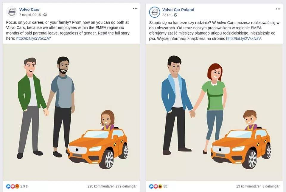 Volvo Cars adverteert met homokoppel,  maar gebruikt klassiek gezin in Polen