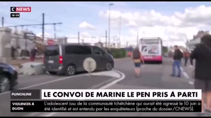 DIJON: Marine Le Pen en haar gevolg gewelddadig aangevallen